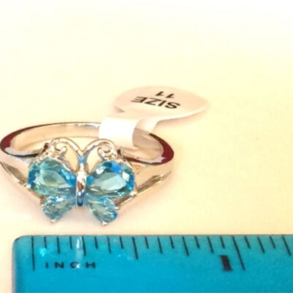 Silver Butterfly Cocktail Ring Size 11 Pink Cubic Zirconia Rhodium Plated - Picture 7 of 7